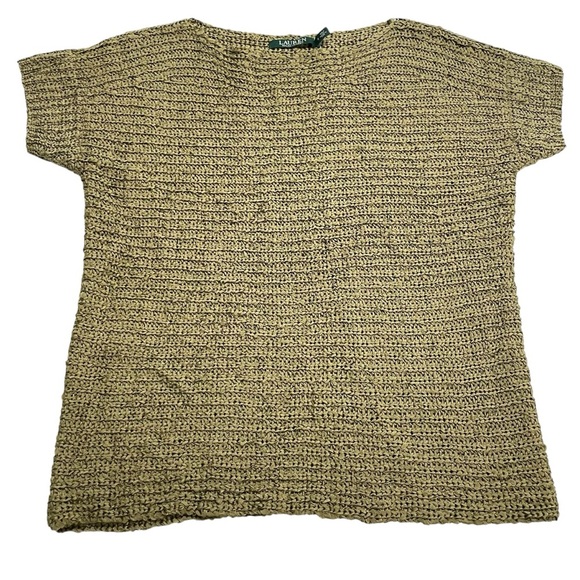 Lauren Ralph Lauren Darbye Tape Crochet Sweater Womens Small Green Textured Knit - Picture 8 of 14